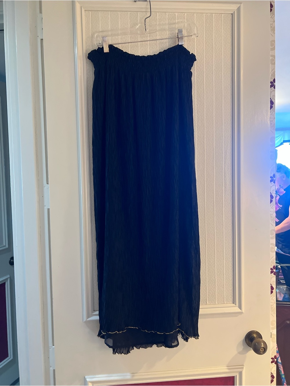 Smocked Waist Black Maxi Skirt